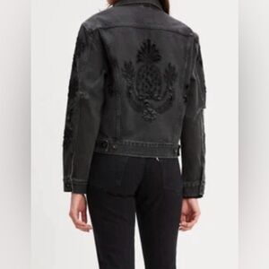 Levi’s Strauss made Crafted Black Denim laser cut pineapple Jean Jacket